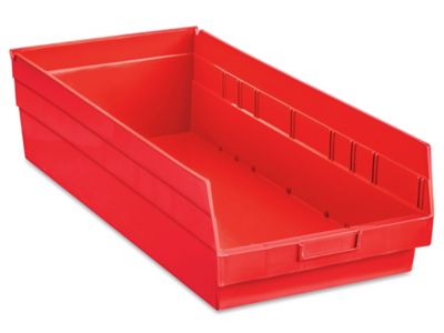 Plastic Shelf Bins - 11 x 24 x 6", Red S-23086R