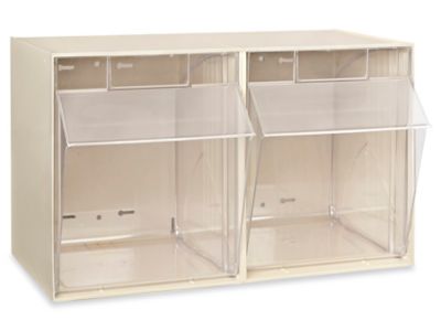 Sliding Tip-Out Clear Bin Shelving for Small Medium Parts Storage