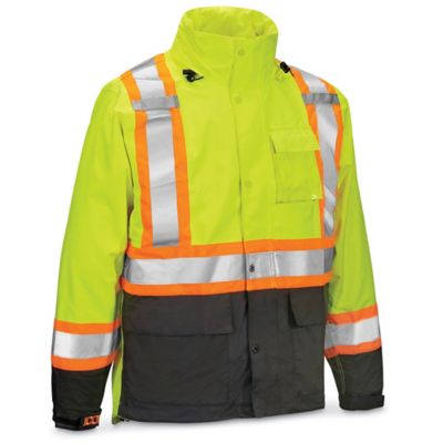 Class 2 Hi-Vis Heavy Duty Rain Jacket - Lime, Large S-23093G-L