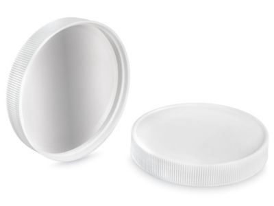 White Induction Lined Flat Spice Container Lid with a 53/400 Finish