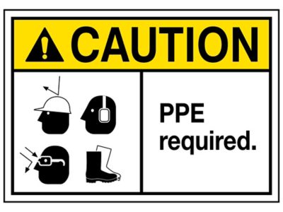 "PPE Required" Sign - Vinyl, Adhesive-Backed S-23121V