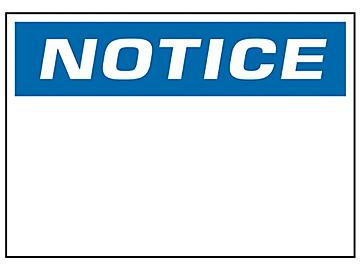"Notice" Write-On Blank Safety Sign