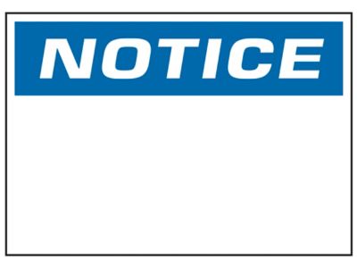  "Notice" Write-On Blank Safety Sign