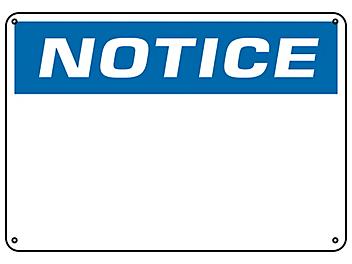 "Notice" Write-On Blank Safety Sign - Plastic S-23131P
