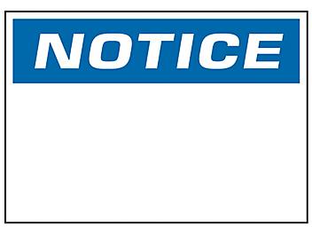 "Notice" Write-On Blank Safety Sign - Vinyl, Adhesive-Backed S-23131V