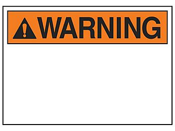 "Warning" Write-On Blank Safety Sign