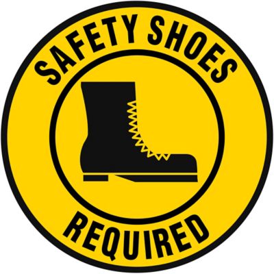Warehouse Floor Sign - "Safety Shoes Required", 17" Diameter