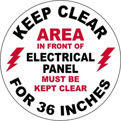 Warehouse Floor Sign - "Electrical Panel Keep Clear", 17" Diameter