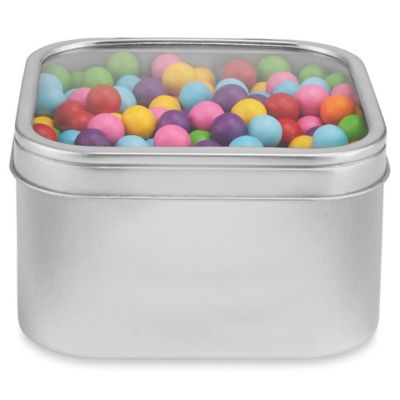 Deep Metal Tins - Square, 4 oz, Solid Lid, Silver S-20652 - Uline