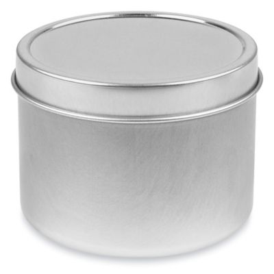 Deep Metal Tins - Round, 1 oz, Solid Lid, Silver S-20649 - Uline
