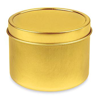 Deep Metal Tins - Round, 6 oz, Solid Lid, Gold S-23235GOLD
