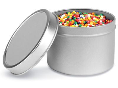 Deep Metal Tins - Round, 10 oz, Solid Lid, Silver