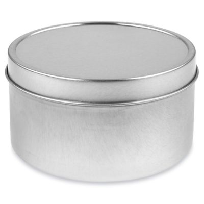 16 oz Silver Metal Cylinder Tin with Silver Metal Interior Seal Lid