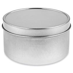 Deep Metal Tins - Round, 10 oz, Solid Lid, Silver