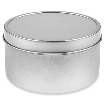 Deep Metal Tins - Round, 10 oz, Solid Lid, Silver S-23236