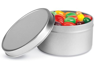 Deep Metal Tins - Round, 10 oz, Solid Lid, Silver S-23236 - Uline