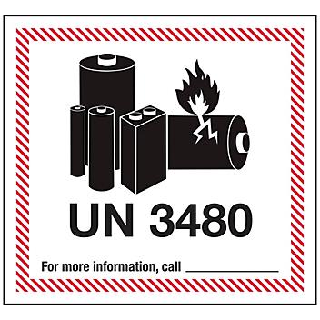 Air Labels - Lithium Battery Handling, UN 3480, 4 5/8 x 5" S-23262