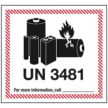 Air Labels - Lithium Battery Handling, UN 3481, 4 5/8 x 5"