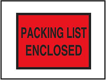 "Packing List Enclosed" Full-Face Envelopes - Red, 4 1/2 x 6"
