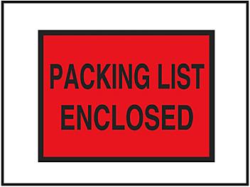 "Packing List Enclosed" Full-Face Envelopes - Red, 4 1/2 x 6" S-2326