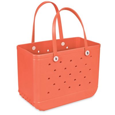 Greenbrier Logo Canvas Boat Tote - Large - White & Coral