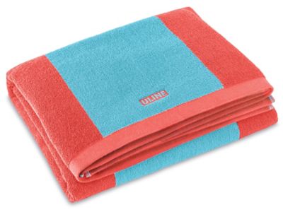 Beach Towel - Light Blue/Coral Stripe S-23277CRL-S