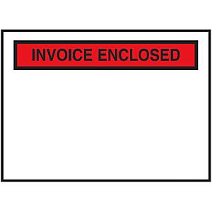 "Invoice Enclosed" Banner Envelopes - Red, 4 1/2 x 6"