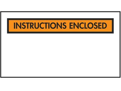 Packing List Envelopes - "Instructions Enclosed", Orange, 5 1/2 x 10" S-2329