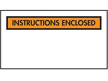 Packing List Envelopes - "Instructions Enclosed", Orange, 5 1/2 x 10"