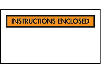 Packing List Envelopes - "Instructions Enclosed", Orange, 5 1/2 x 10" S-2329