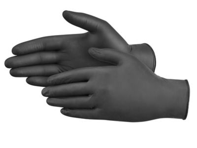Uline Black Industrial Nitrile Gloves - Powder-Free, 4 Mil, Medium