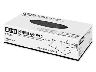 Uline Black Industrial Nitrile Gloves - Powder-Free, 4 Mil, XL S