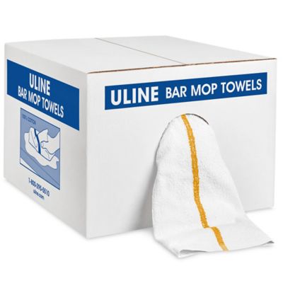 Bar Mop Towels - Terry Cloth, 25 lb box, Gold Stripe S-23350GOLD