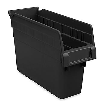 Plastic Shelf Bins - 4 x 12 x 8", Black S-23363BL