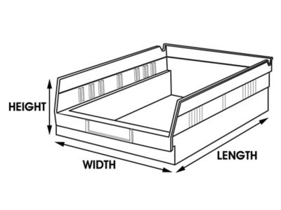 Plastic Shelf Bins - 4 x 12 x 8