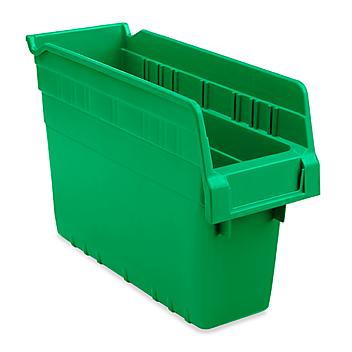 Plastic Shelf Bins - 4 x 12 x 8", Green S-23363G