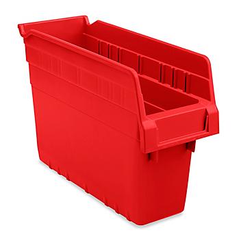 Plastic Shelf Bins - 4 x 12 x 8", Red S-23363R