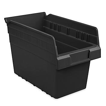 Plastic Shelf Bins - 7 x 12 x 8", Black S-23364BL