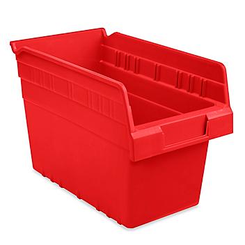 Plastic Shelf Bins - 7 x 12 x 8", Red S-23364R