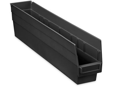 Plastic Shelf Bins 4 x 24 x 6", Black S23365BL Uline