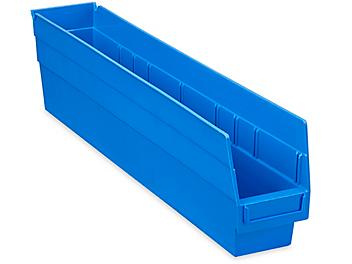 Plastic Shelf Bins - 4 x 24 x 6", Blue S-23365BLU