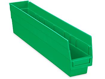 Plastic Shelf Bins - 4 x 24 x 6", Green S-23365G