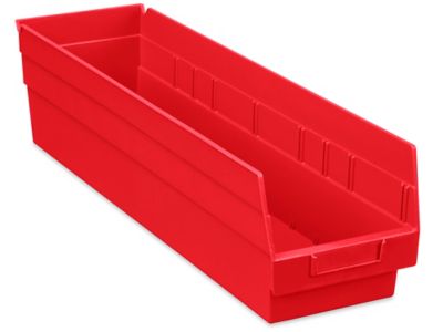 Treston Shelf Storage Bin, Red/Blue, 6 PK SBS6-3015-6