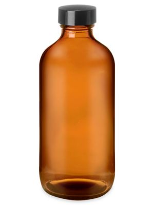 Clear Boston Round Glass Bottles - 8 oz S-23397 - Uline