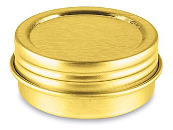 Screw-Top Metal Tins - 1/2 oz, Shallow, Gold S-23417GOLD
