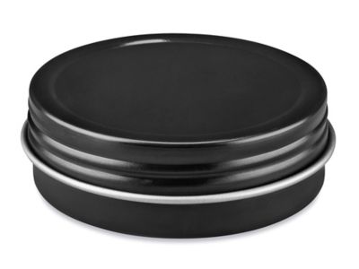 Screw-Top Metal Tins - 1 oz, Shallow, Black