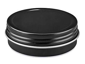 Screw-Top Metal Tins - 1 oz, Shallow, Black S-23418BL