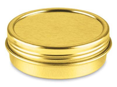 Screw Top Metal Tins 1 oz Shallow Gold S 23418GOLD Uline