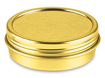 Screw-Top Metal Tins - 1 oz, Shallow, Gold S-23418GOLD