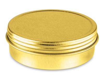 Screw-Top Metal Tins - 2 oz, Shallow, Gold S-23419GOLD